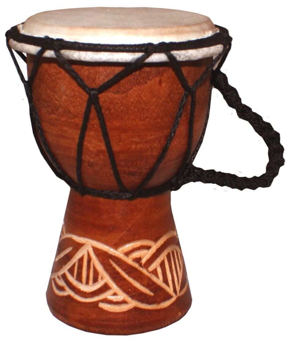 Hand Carved Fair Trade Small Djembe Drum - Great Djembe Drum for Children! (Height: 15cm)