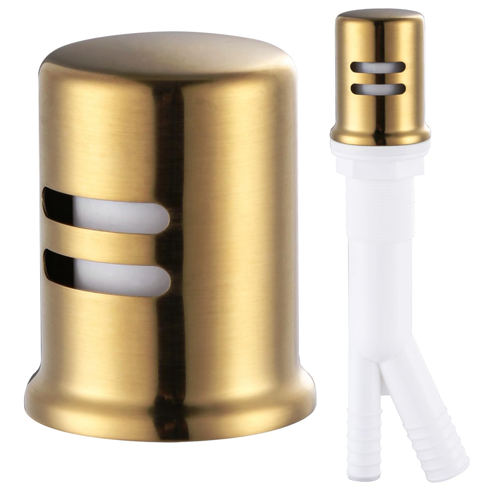 Dishwasher Air Gap Cover, Dishwasher Air Gap Cap for Kitchen Sink, Solid Brass Dishwasher Overflow Vent Cap Replacement Kit, Brushed Gold