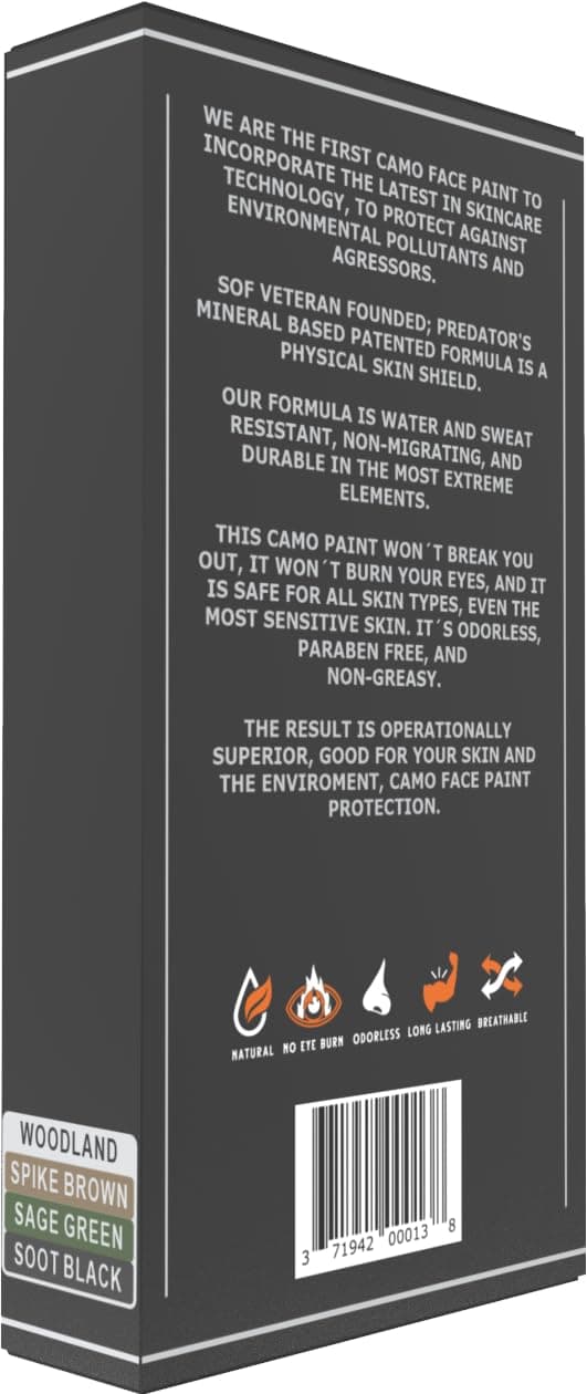 Basicolor Predator Warpaint Woodland SPF 50 Camouflage Face Paint 0.53oz | Water and Sweat Resistant