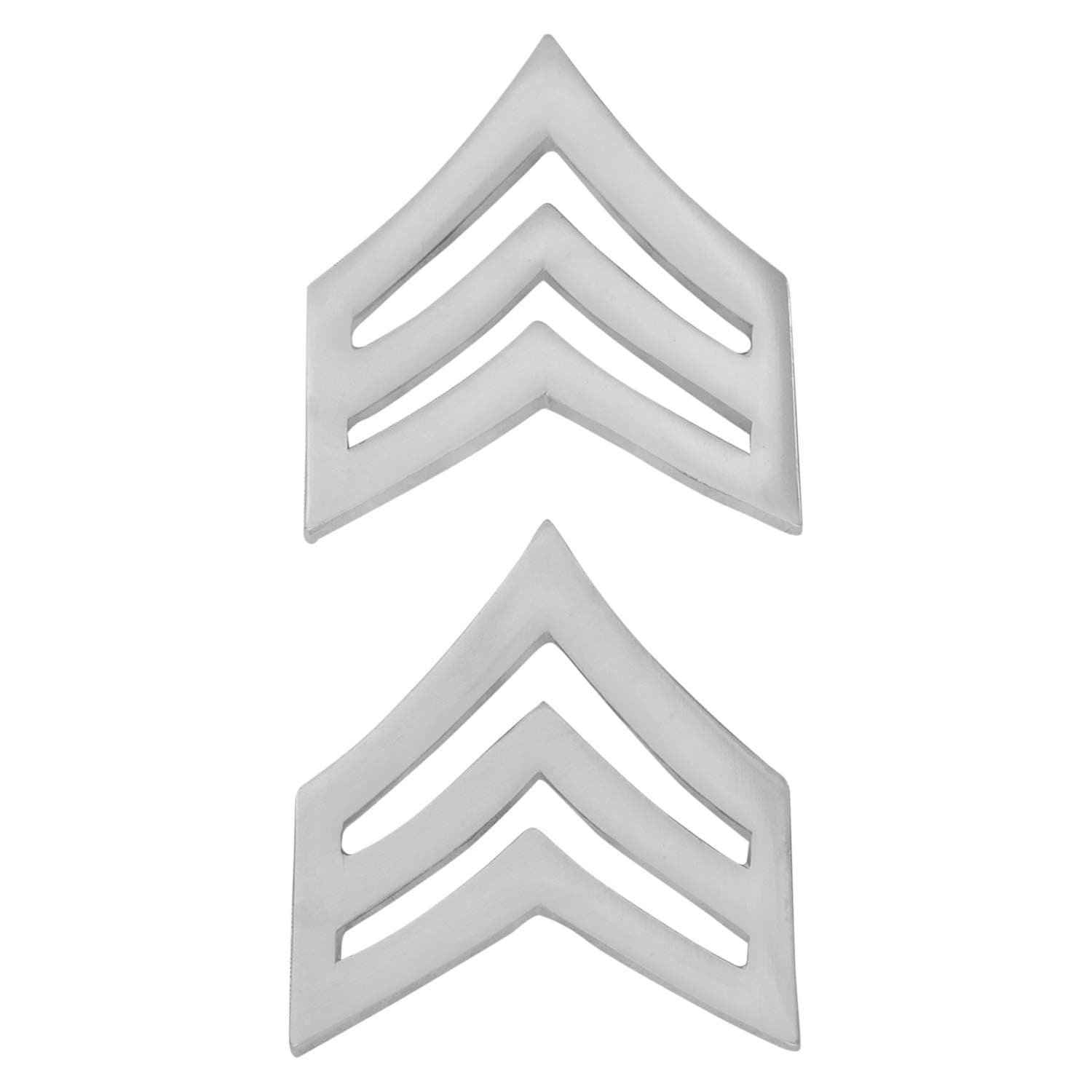 Smith & Warren 1"H Sergeant Chevrons Collar Brass Rank Insignia Silver Finish Police Military Uniform Pin