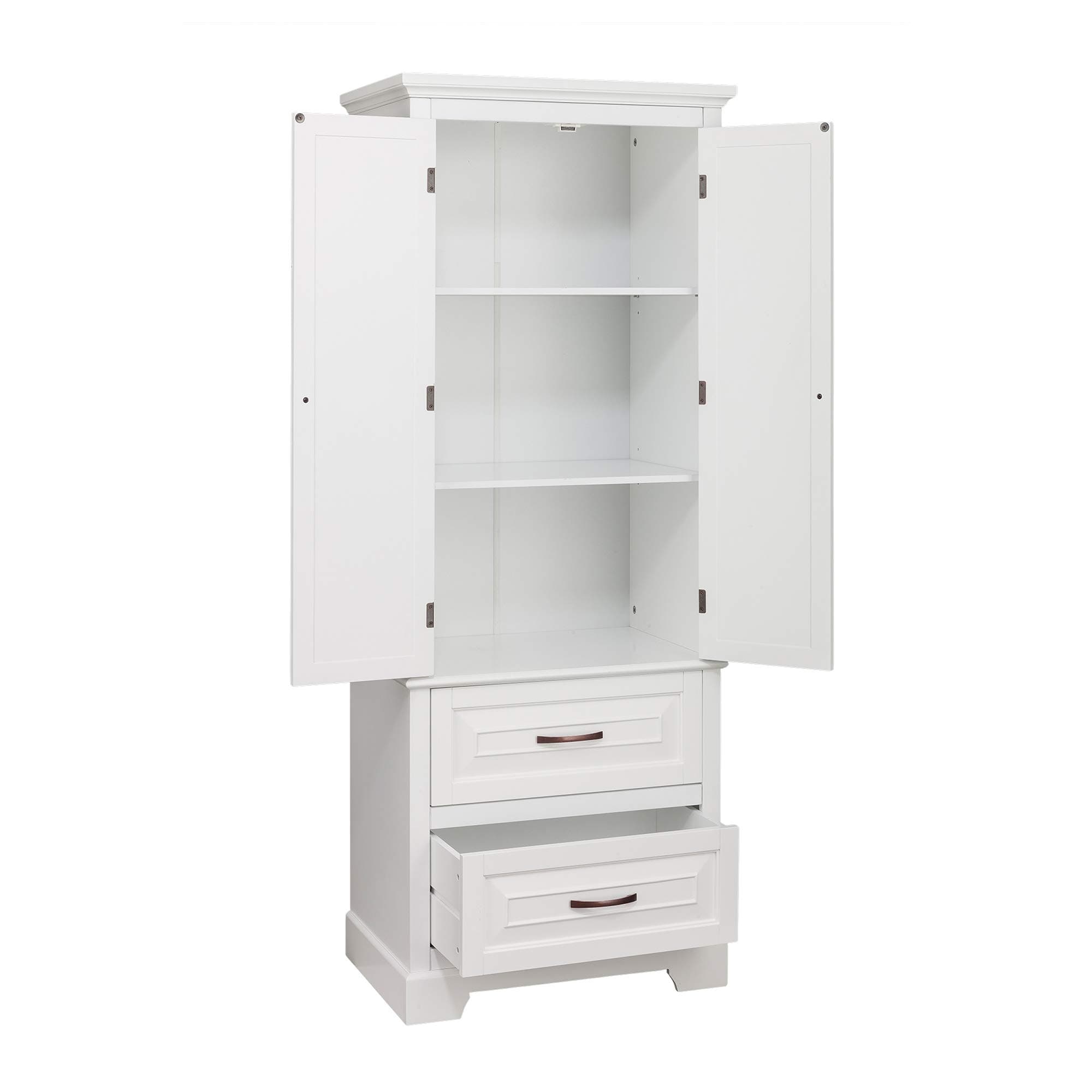 Teamson Home St. James Bathroom Storage Freestanding Floor Linen Cabinet, White