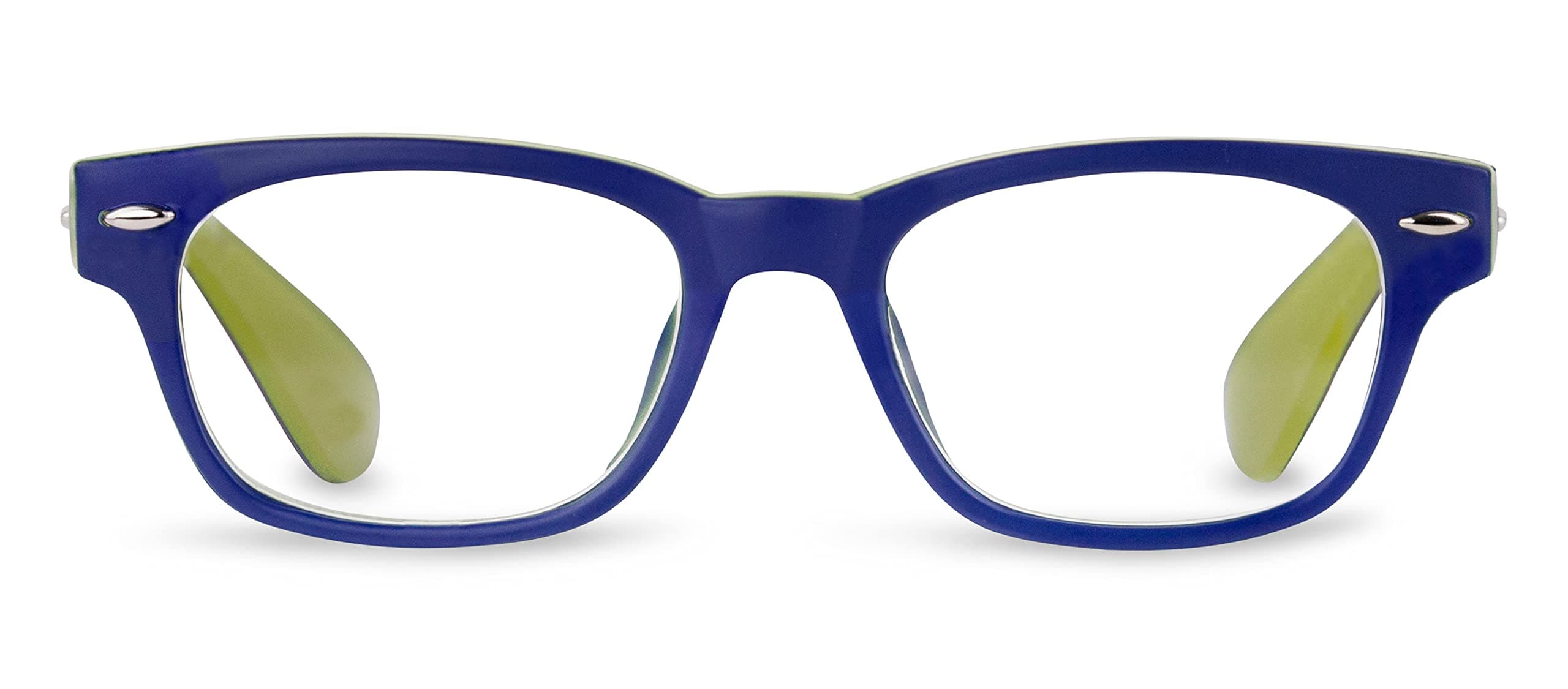 Peepers by PeeperSpecs Bellissima Square Blue Light Blocking Reading Glasses, Navy/Green, 49 + 1.5