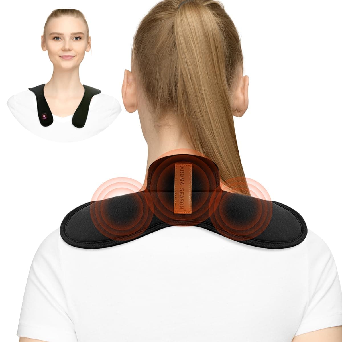 Heated Neck Wrap Cordless, Electric Heating Pad for Neck & Shoulder Pain Relief, Portable Heating Pad Mini for Relief of Sore Muscles, Gifts for Men & Women (Black)