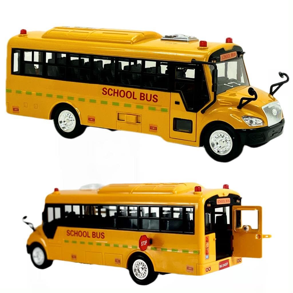 Huge Yellow School Bus with Lights and Cool Openable Doors Pull Back Toy School Bus with Sounds and Songs for Girls, Boys, Toddlers