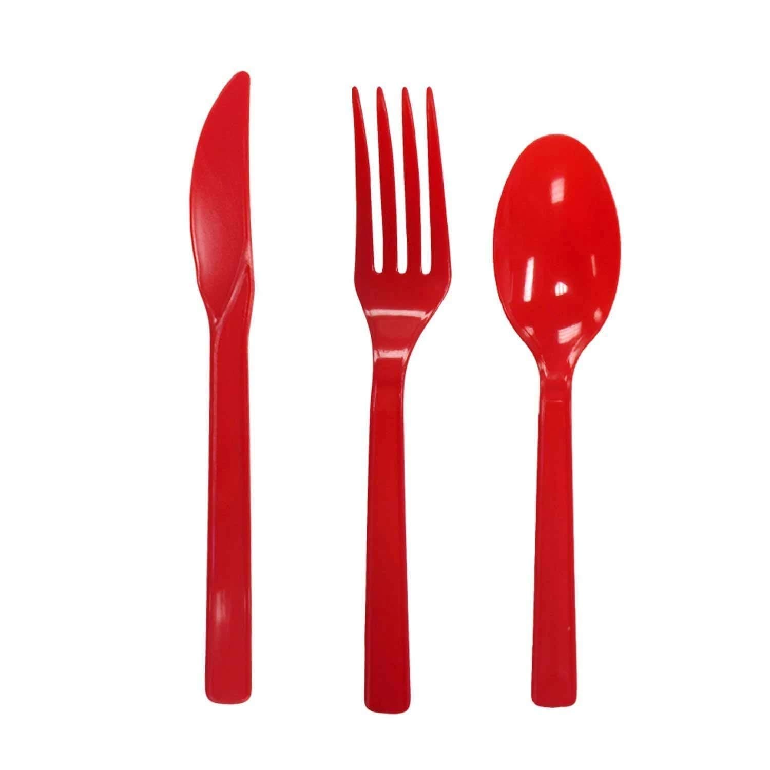 Heavy Duty Red Plastic Cutlery 24 Assorted Pack