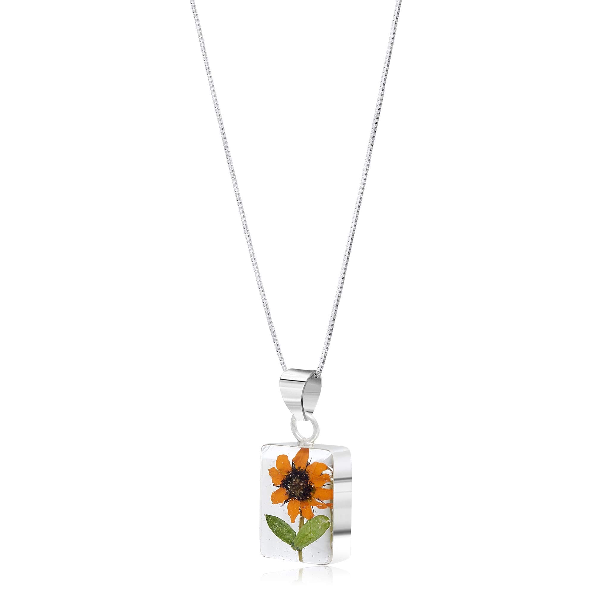 Shrieking VioletMini Sunflower Pendant Rectangular 925 Sterling Silver 45 cm Chain