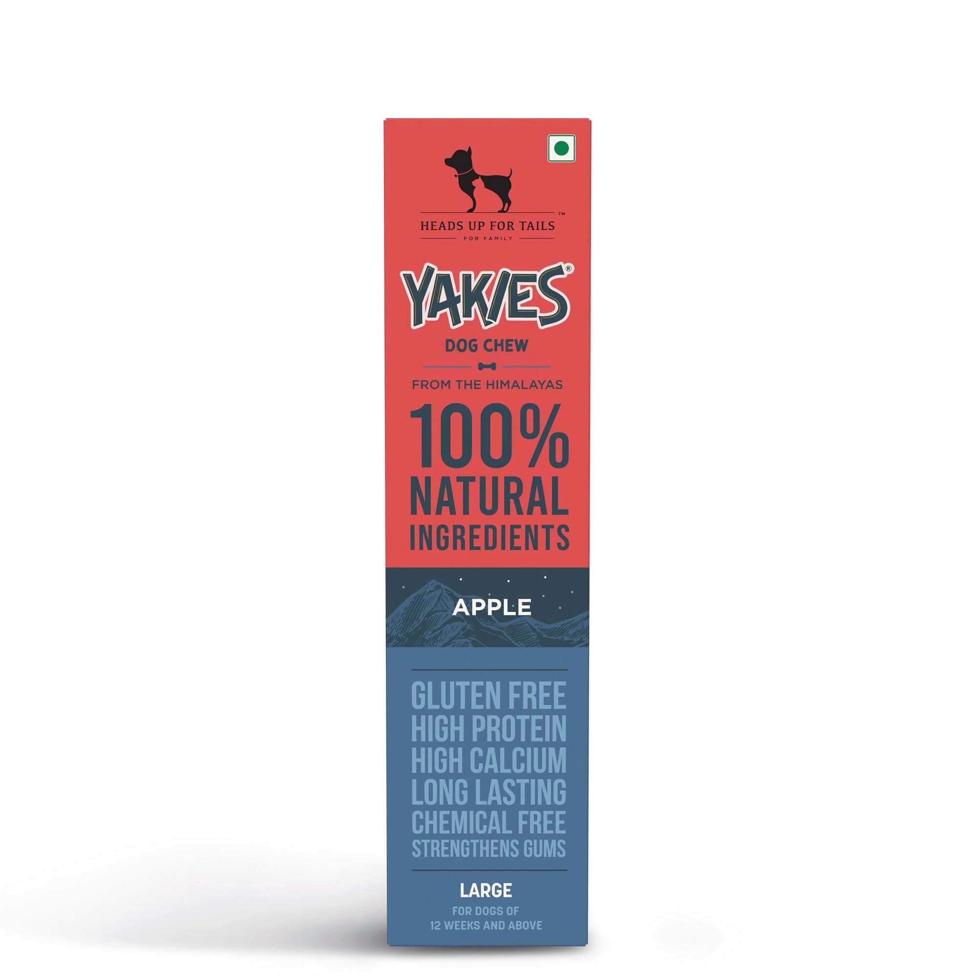 Yakies by HUFT 100% Natural & Vegetarian Apple Chew Bone for Dogs, Large (75 g) | Grain-Free Dental Chew | Long-Lasting Healthy Treat Suitable for All Life Stages
