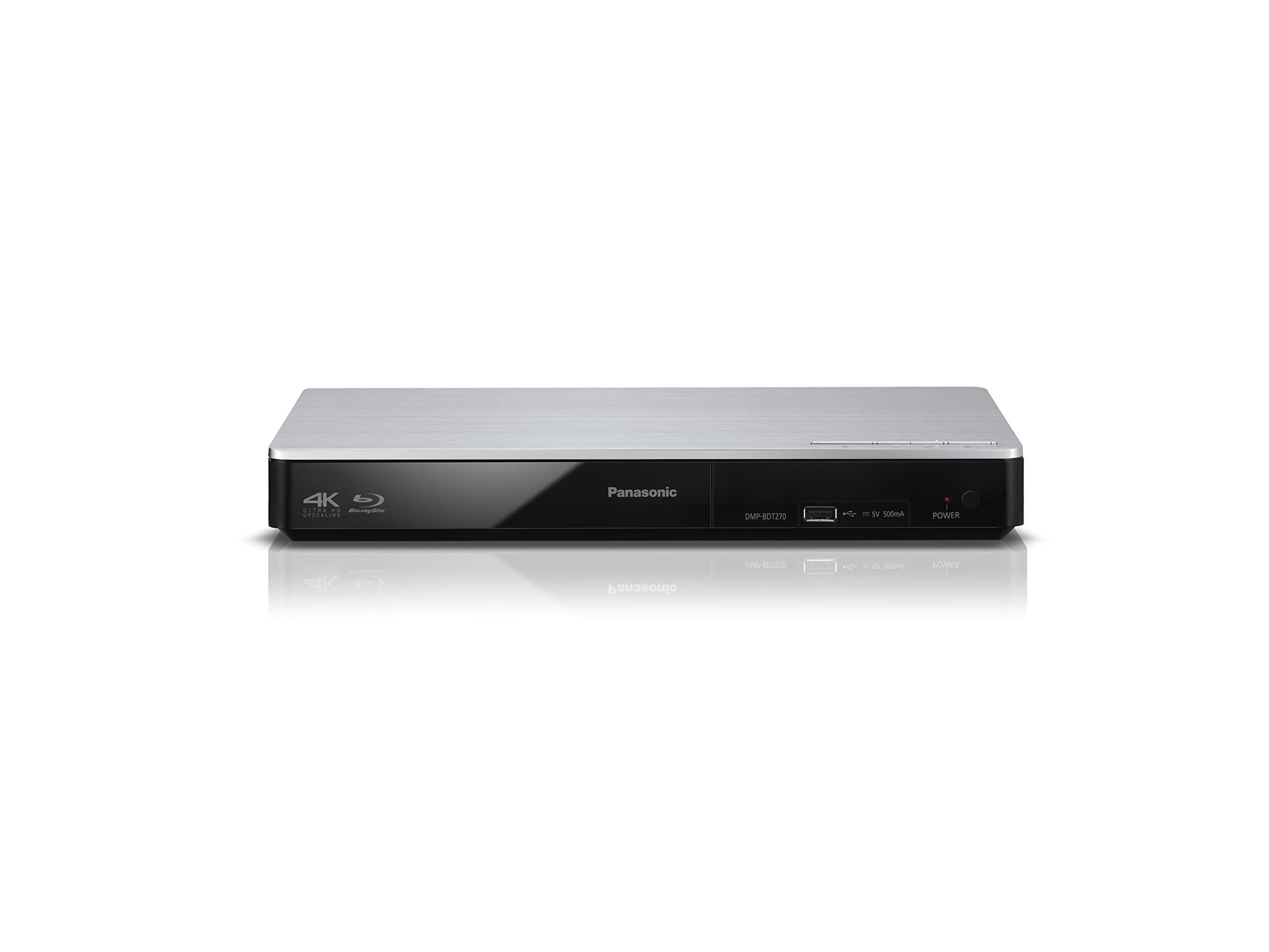Panasonic Smart Network 4K Upscaling 3D Blu-Ray Disc & Streaming Player DMP-BDT270 (Silver), WiFi, Miracast