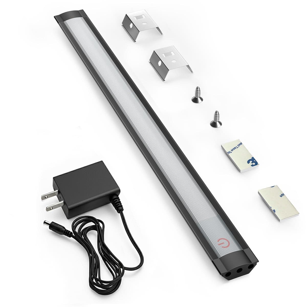 MYPLUS Under Cabinet Lights, 12" Touch Activated and Dimmable Aluminum LED Bar for Kitchen, Workbench and Desk, 3.5W,213 Lumens,Cold White 6000K, Plug-in, Black.