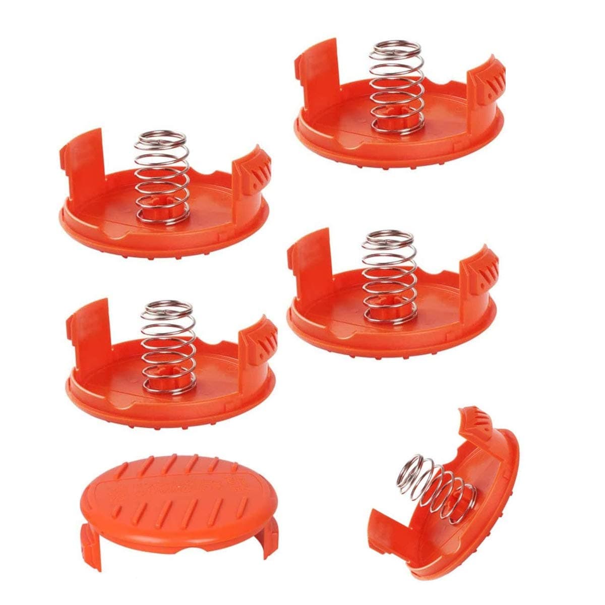 Jicyor 4PCS Spool Cover Trimmer, Black Decker Reel Compatible Replacement Coil Spool Cap Covers + 4PCS Spring Spare Parts For AFS Grass Trimmer