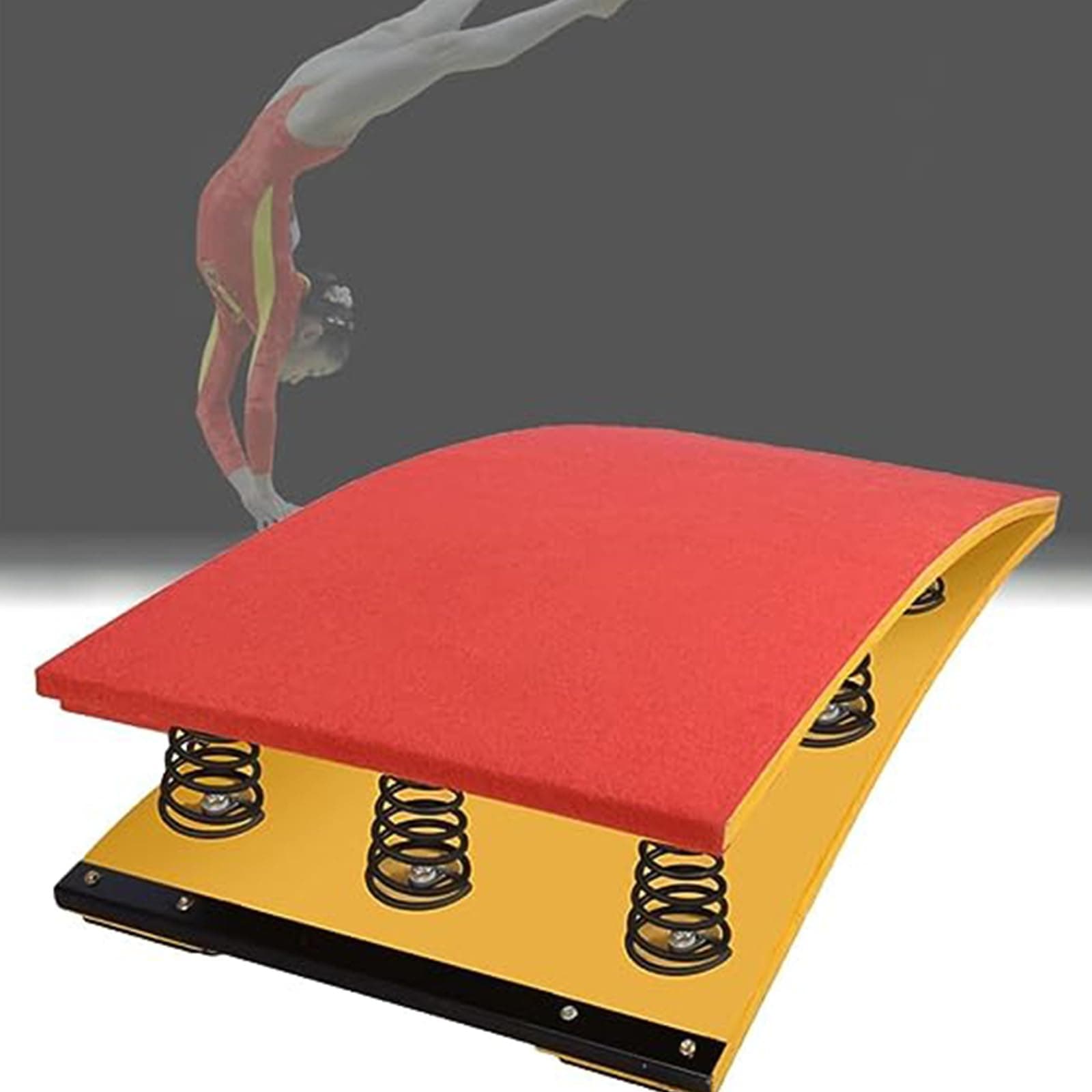 Gymnastics Springboard, Hardwood Gymnastics Springboard for Kids, Heavy Duty Pro Curved Spring Board with Steel Spring & Jump Pad, Vault Gymnastics Equipment for Sports Club/Martial