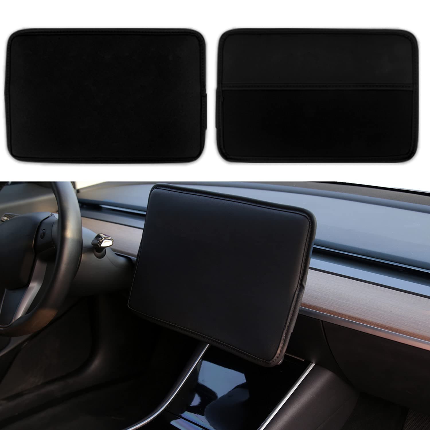Screen Protector Cover Compatible with Tesla Model 3 Model Y Center Console Display Cover Folding Sun Shade Sleeve Screen Protection from Scratch, Dust, Heat Tesla Interior Accessories (Black)