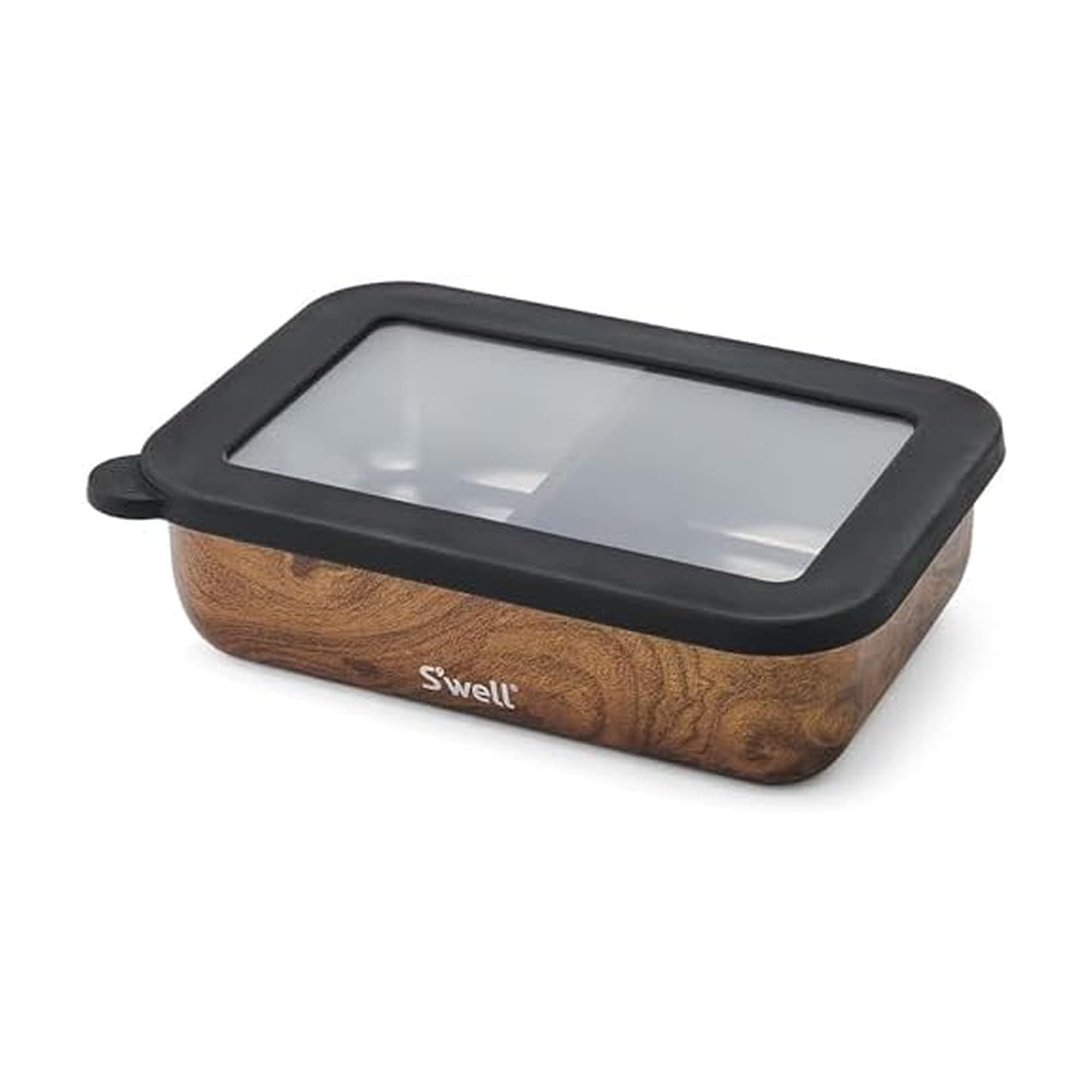 S'well Stainless Steel Bento Box, Teakwood, Fits One Large Entree Or Small Entree And Snack, Includes Removable Divider, Leakproof, Easy to Clean, Dishwasher Safe