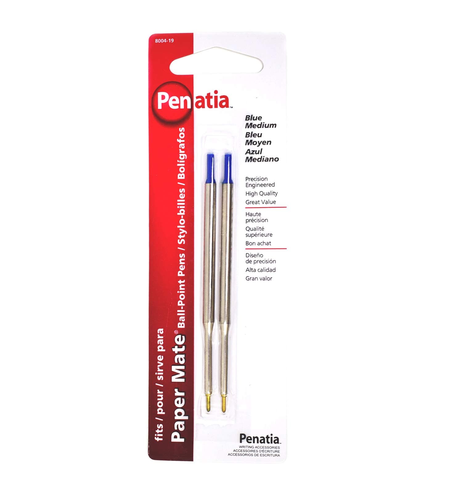 Penatia Blue Medium Pen Refills to Fit Papermate Aspire, PhD, PhD Ultra Ballpoint Pens Pack Of 2