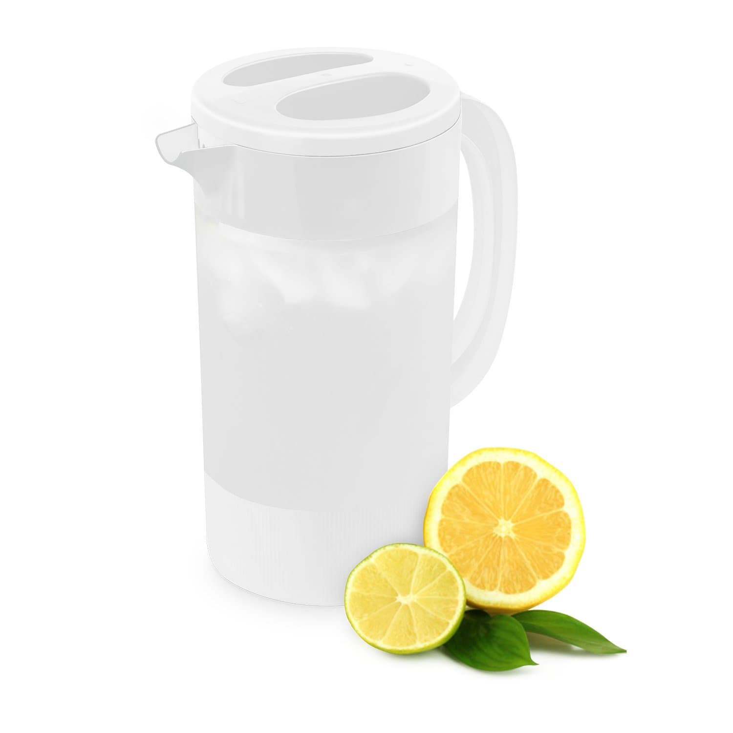 SOGO Clear Plastic Water Pitcher with Lid - 2.6 Quart - BPA Free, Dishwasher Safe - White