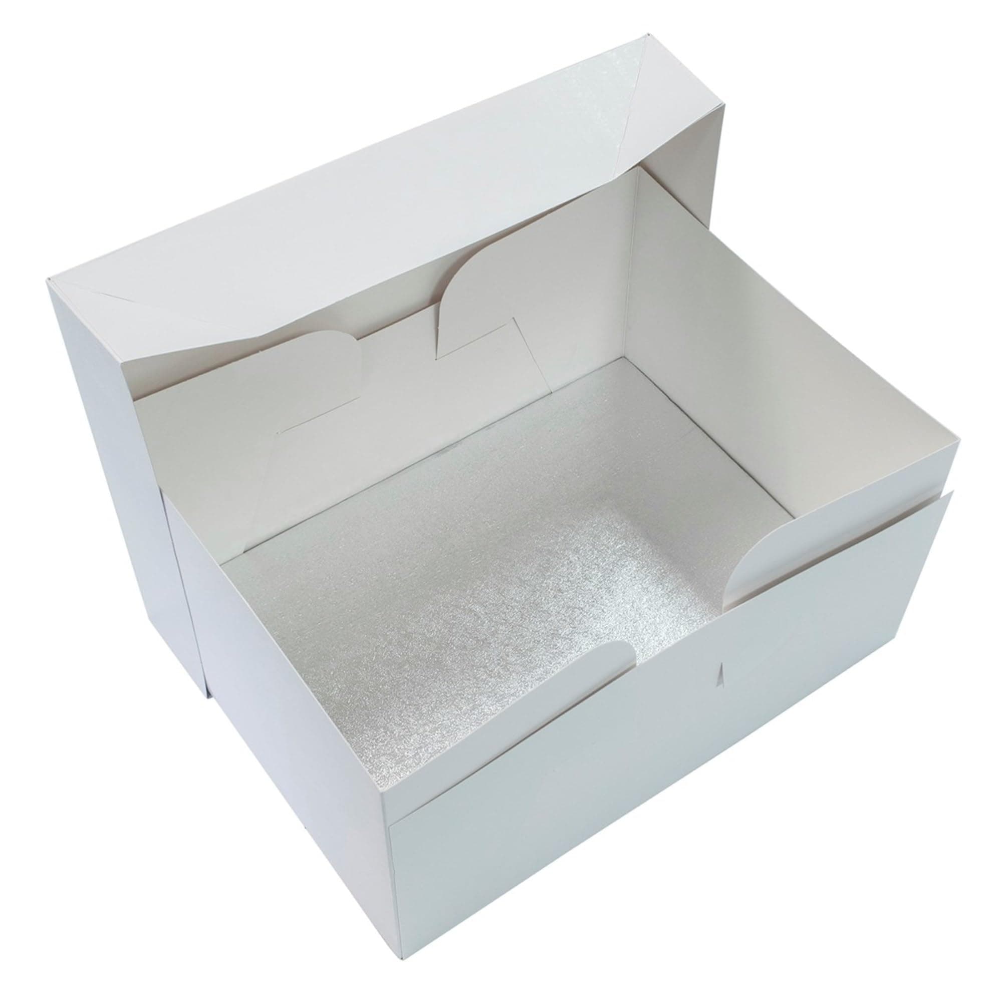 12'' X 9'' Cake Board & White Cake Box Combo, Oblong Silver Fern Cake Drum With Matching Box, 0.5'' (13mm) Thick, Rectangular Cake Transport, 304 X 228mm - Single Pack
