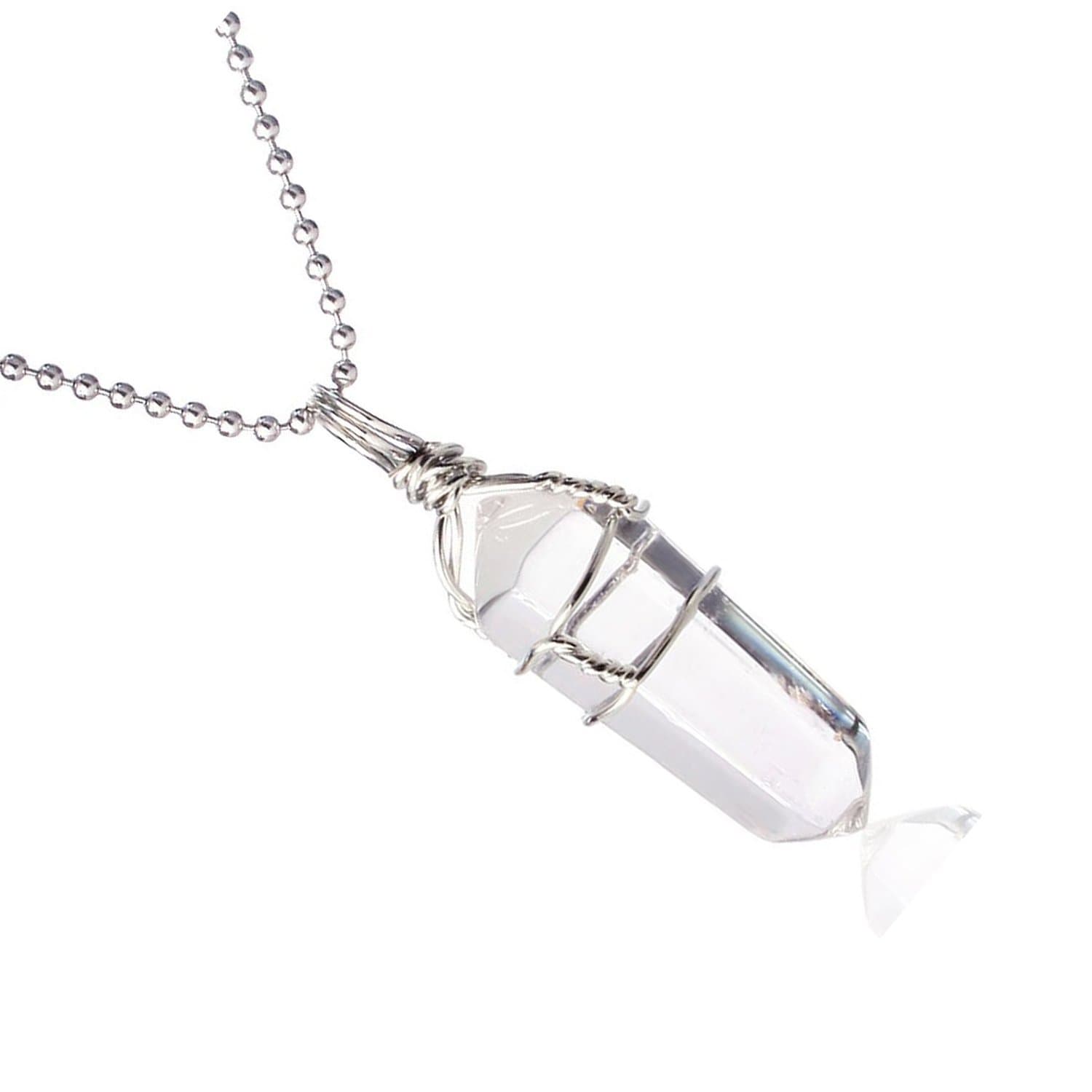 joybeauti Mens Womens Cut Gemstone Crystal Hexagonal Prism Pile Healing Point Chakra Pendant Necklace with Gift Box