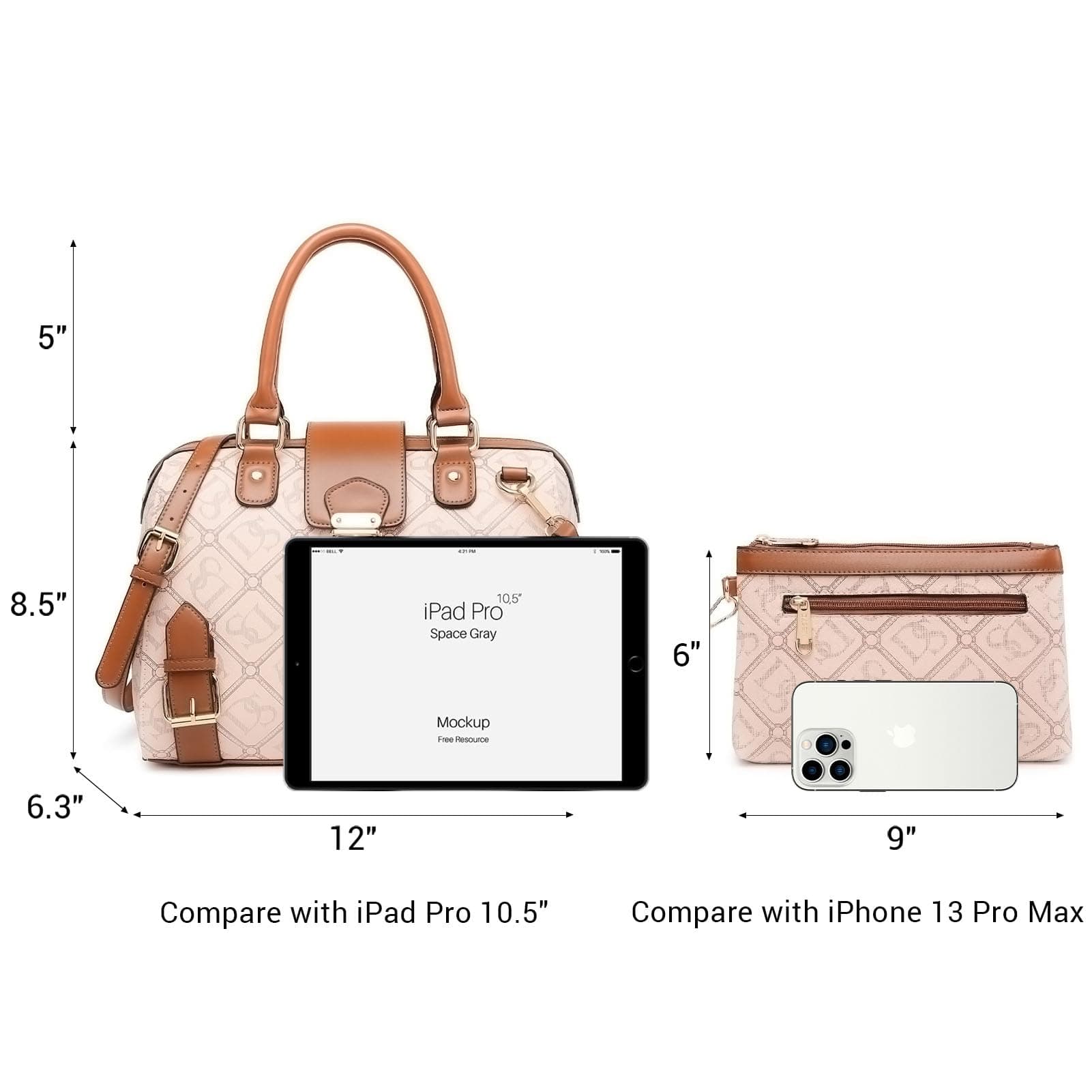 Dasein Women Barrel Handbags Purses Fashion Satchel Bags Top Handle Shoulder Bags Vegan Leather Work Bag, Ds Monogram Pink, M