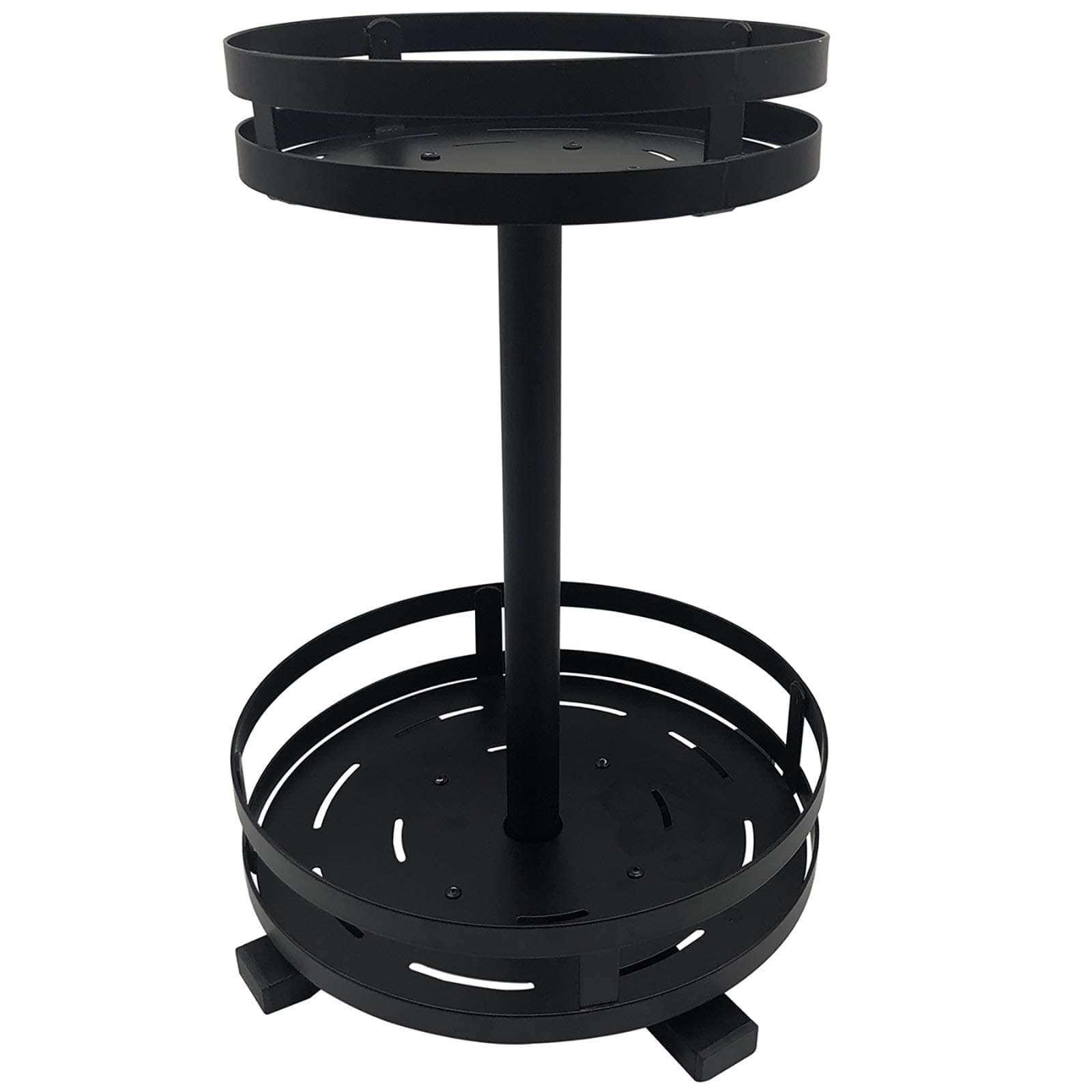 WHIFEA 2 Tier Countertop Spice Rack 10 inch Lazy Susan with Sides Turntable Cabinet Organizer 360 Degree Rotatable Kitchen Storage Shelf for Jars Cans Bottles Metal Dressing Tables Black (Round)