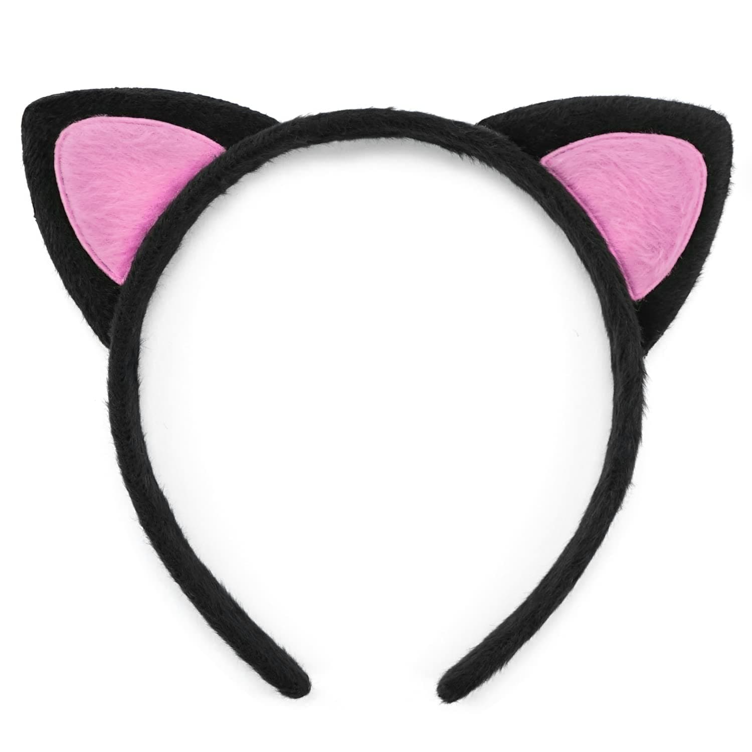 TORMEN Plush Cat Ear Headband Face Wash Headband Spa Shower Face Washing Hairband ​Facial Headband Make Up Wrap Head Band Washable for Daily Wearing and Party-Black Pink