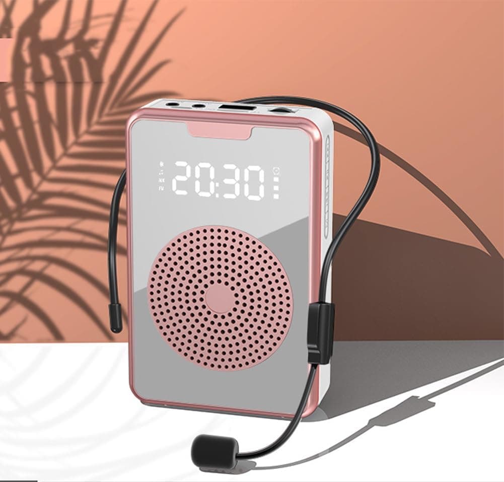 [Upgrade] Voice Amplifier with Wired Microphone Headset,Portable Rechargeable PA System Speaker Personal Speech Amplifier, Loudspeaker for Teachers,Tour Guides/Coaches Metting/Yoga (Rose Gold)
