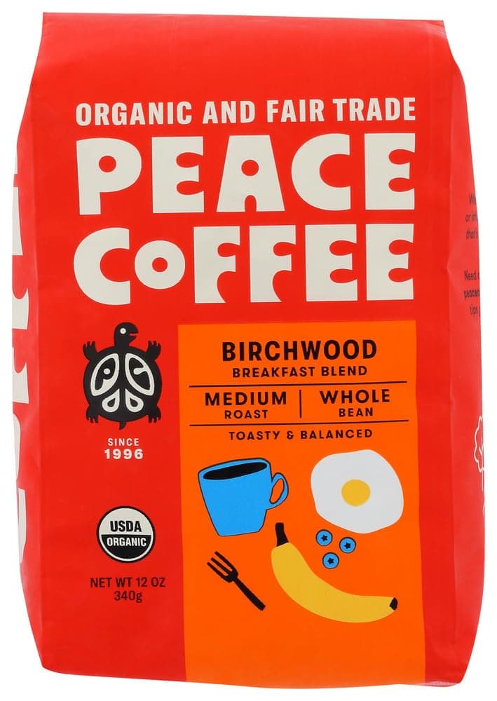 Birchwood Breakfast Blend Medium Roast (Sumatra & Peru Origins) Organic Fair Trade Coffee, Whole Bean 3 pack