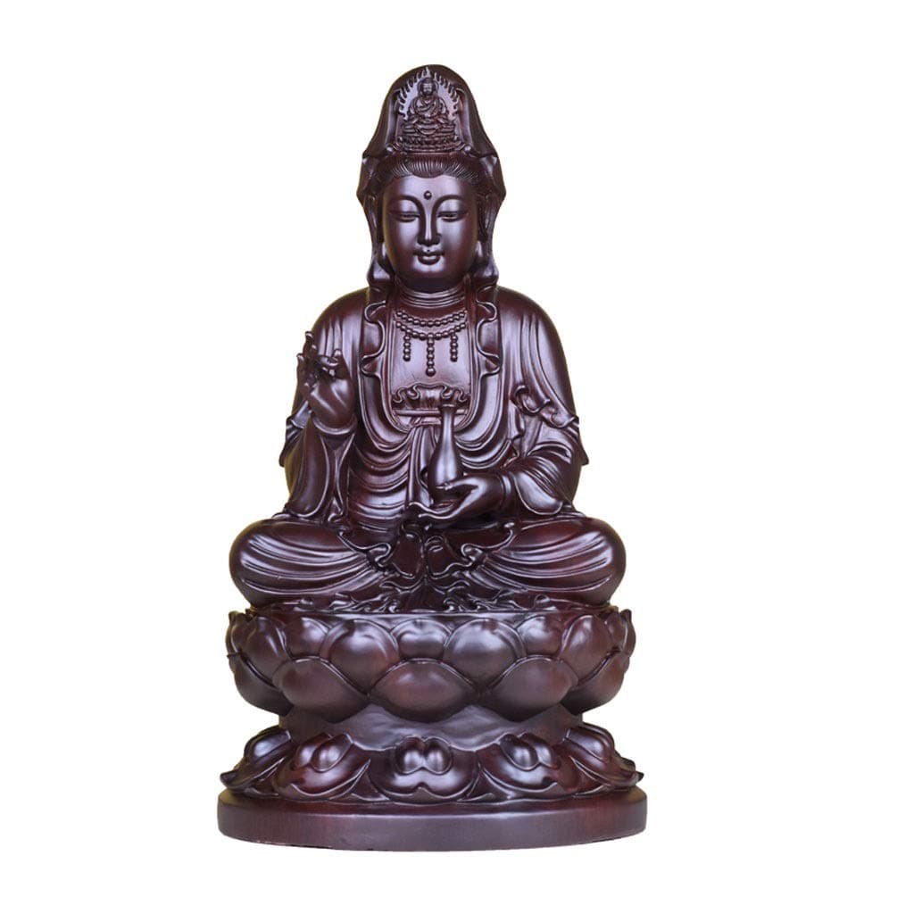 XIAOLI Buddha statue Portable Ebony Wood Carving Buddha Sitting Lotus Bodhisattva Statue Ornaments Home Office Desk Decoration Craft Gift Figurine decoration (Size : Height 40 cm)