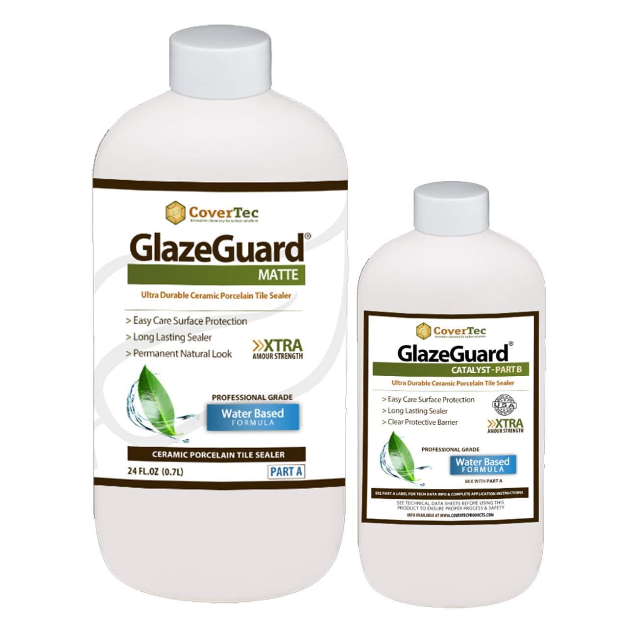 GlazeGuard by CoverTec Matte Ceramic And Porcelain Tile And Grout Sealer, Flat Finish, 2 Part Kit, 36 Oz
