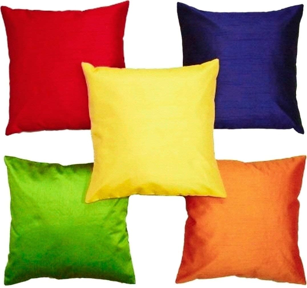 the purple tree Polyester Blend Cushion Cover (Multicolour, 16x16-inch) - Set of 5
