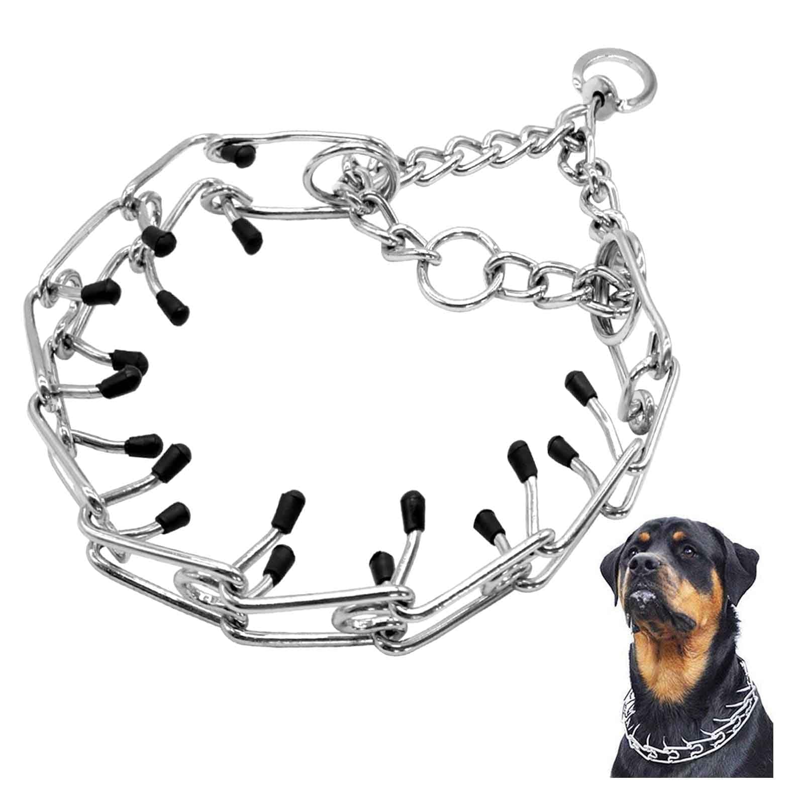 Metal Choke Chain for Dog,GWAWG Durable Thick Prong Collars for Pet Outdoor Training,Anti Bark Collars for Dogs,Small Medium Large Puppy Adjustable Silver Necklace,Personalised Dogs Collars (S)