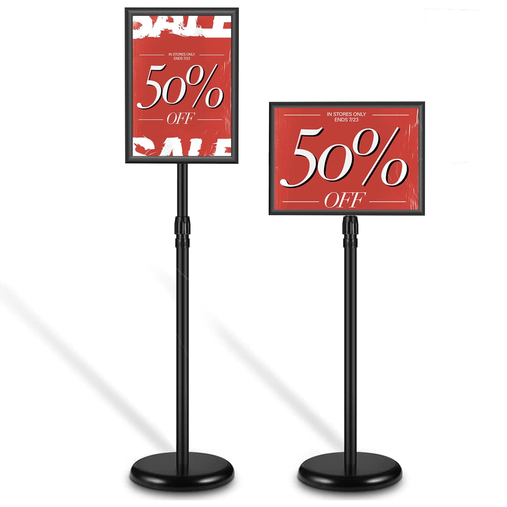 A4 Adjustable Sign Poster Stand, Floor Standing Sign Holder, Pedestal Poster Stand with Heavy Duty Base Display Business Shows Black 8.5 X 11 Inches