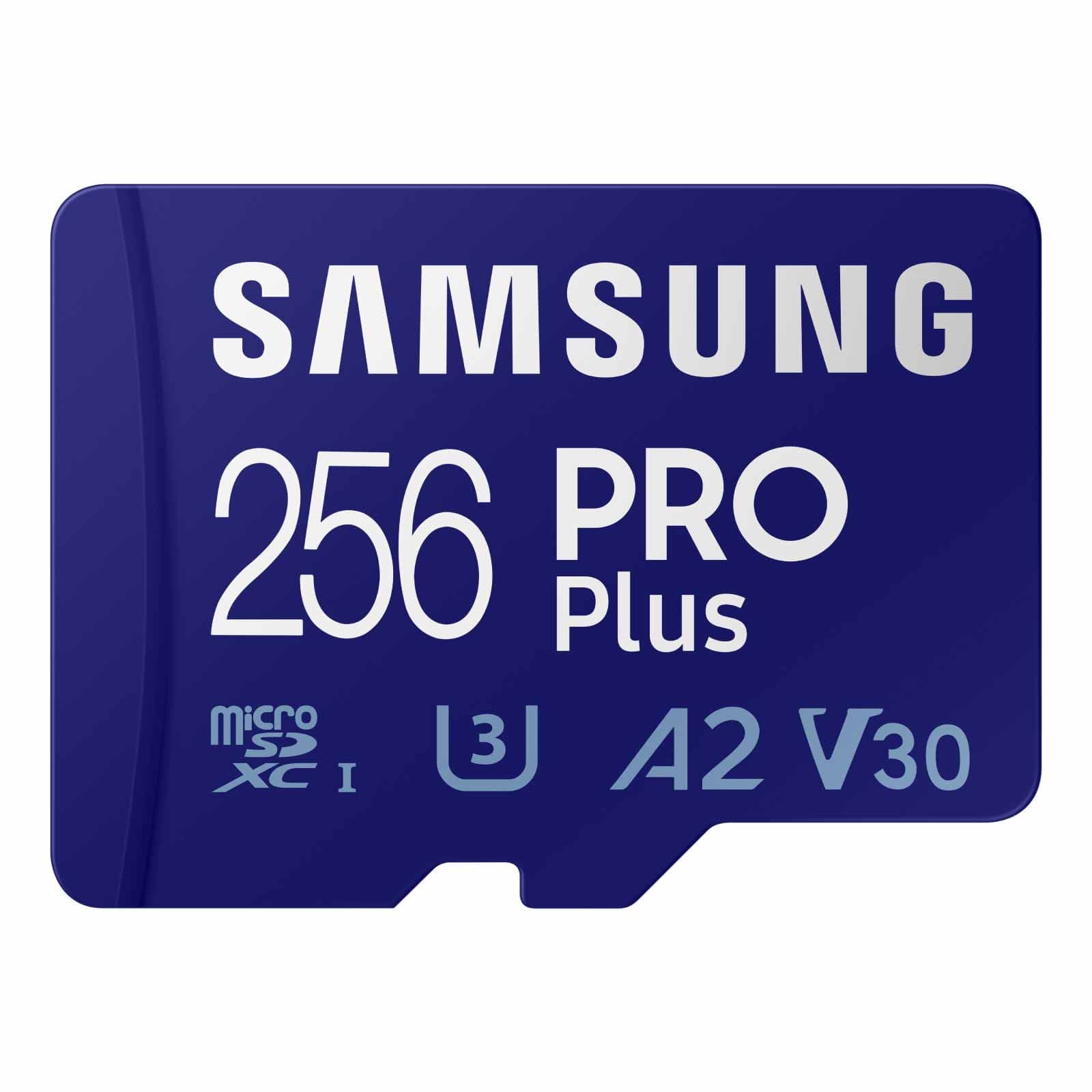 PRO Plus microSD Memory Card + Adapter, 256GB microSDXC, Up to 180 MB/s, Full HD & 4K UHD, UHS I, C10, U3, V30, A2, for Android Smartphones, Tablets, GoPRO, and DJI Drone (MB MD256SA/AM)
