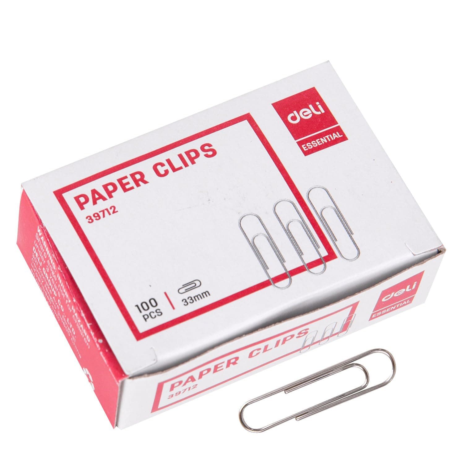 Deli Paper Clips, 33 mm Size, Silver