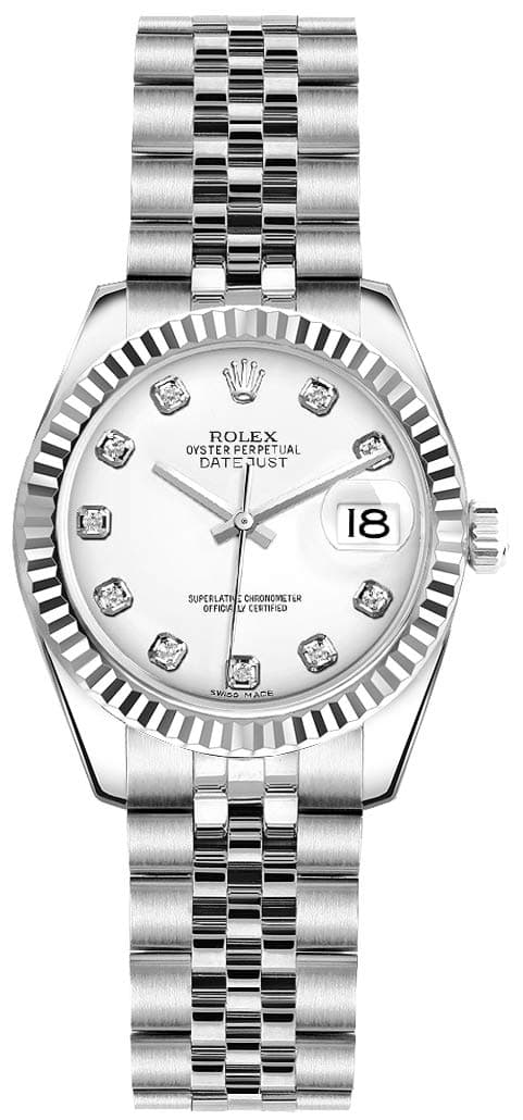 Rolex Lady-Datejust 26 179174 White Dial with Diamonds Jubilee Bracelet
