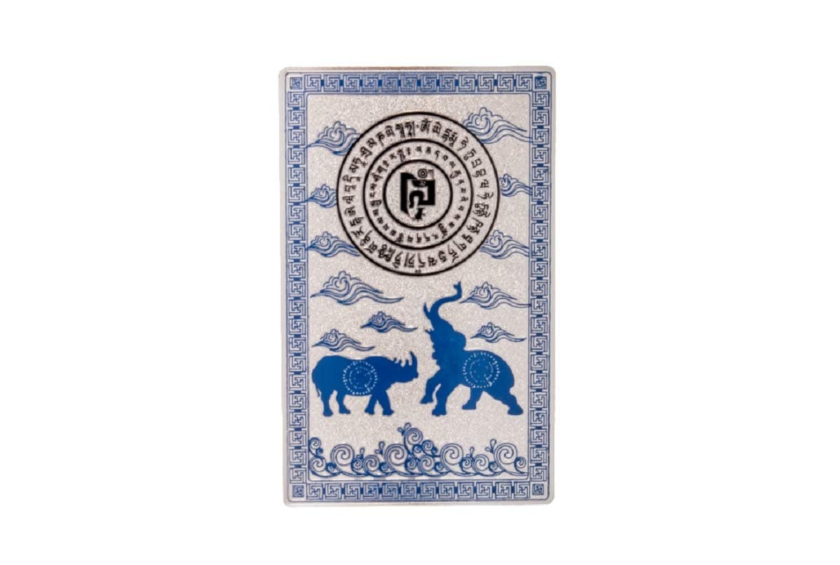 Feng Shui Blue Rhino Elephant Anti Burglary Talisman Card