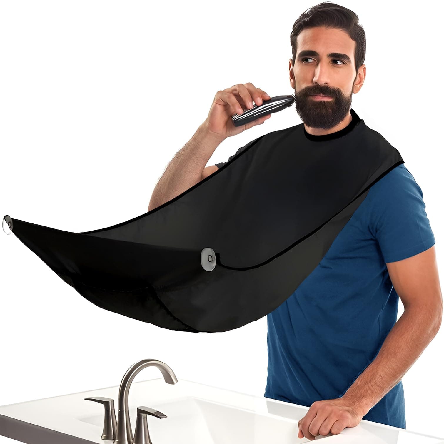 Beard King - The Official Beard Bib - Hair Clippings Catcher & Grooming Cape Apron - “As Seen On Shark Tank†- Black (Lite Version)