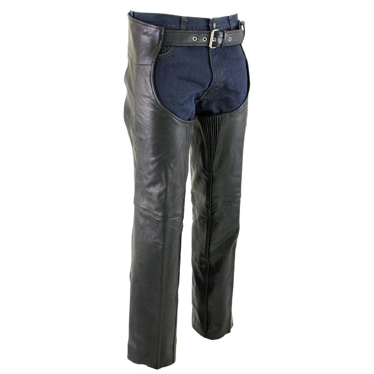 Xelement7554 Men's Black 'Advanced Dual Comfort' Motorcycle Biker Leather Chaps - 38