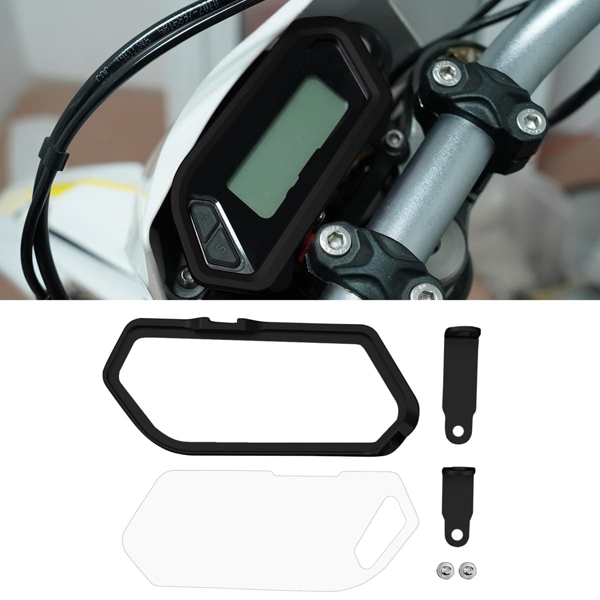 URLWALLDigital Display Guard Cover for Sur-Ron Ultra Bee, Thickened Steel Screen Dashboard Display Protector Dirt Fender, Electric Bike Accessoires for Sur-Ron (Black)