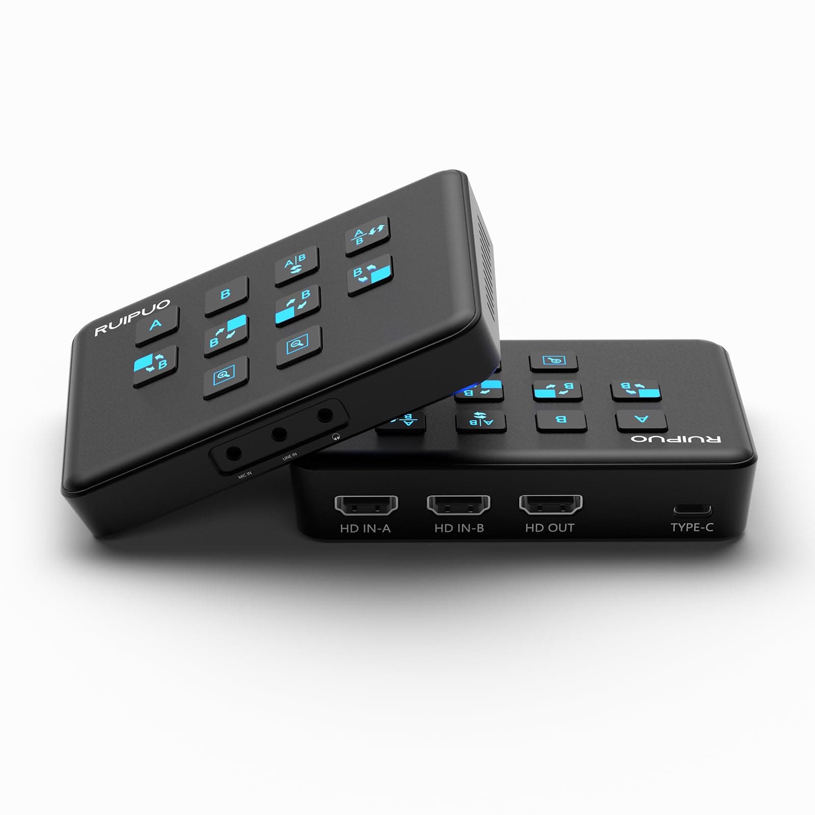 RuiPuo ビデオキャプチャカード 1080P 60FPS ブラック 4K 60HZ デュアルHDMI入力ビデオキャプチャカード HDMIからUSB 3.0ビデオキャプチャカード OBSライブブロードキャスト、録画、ストリーミング、ポッドキャスティング用