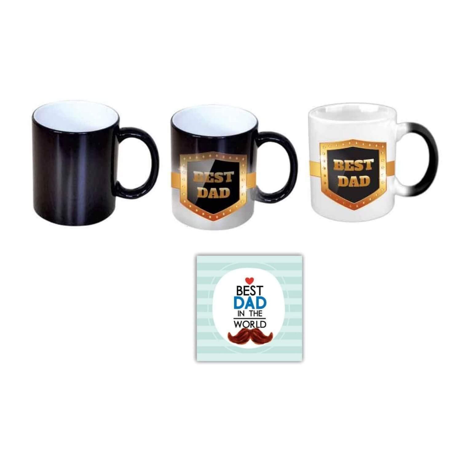 Birthday Gifts for Father, Best Dad Black Magic Mug, Coaster Set of 2 by Giftsmate