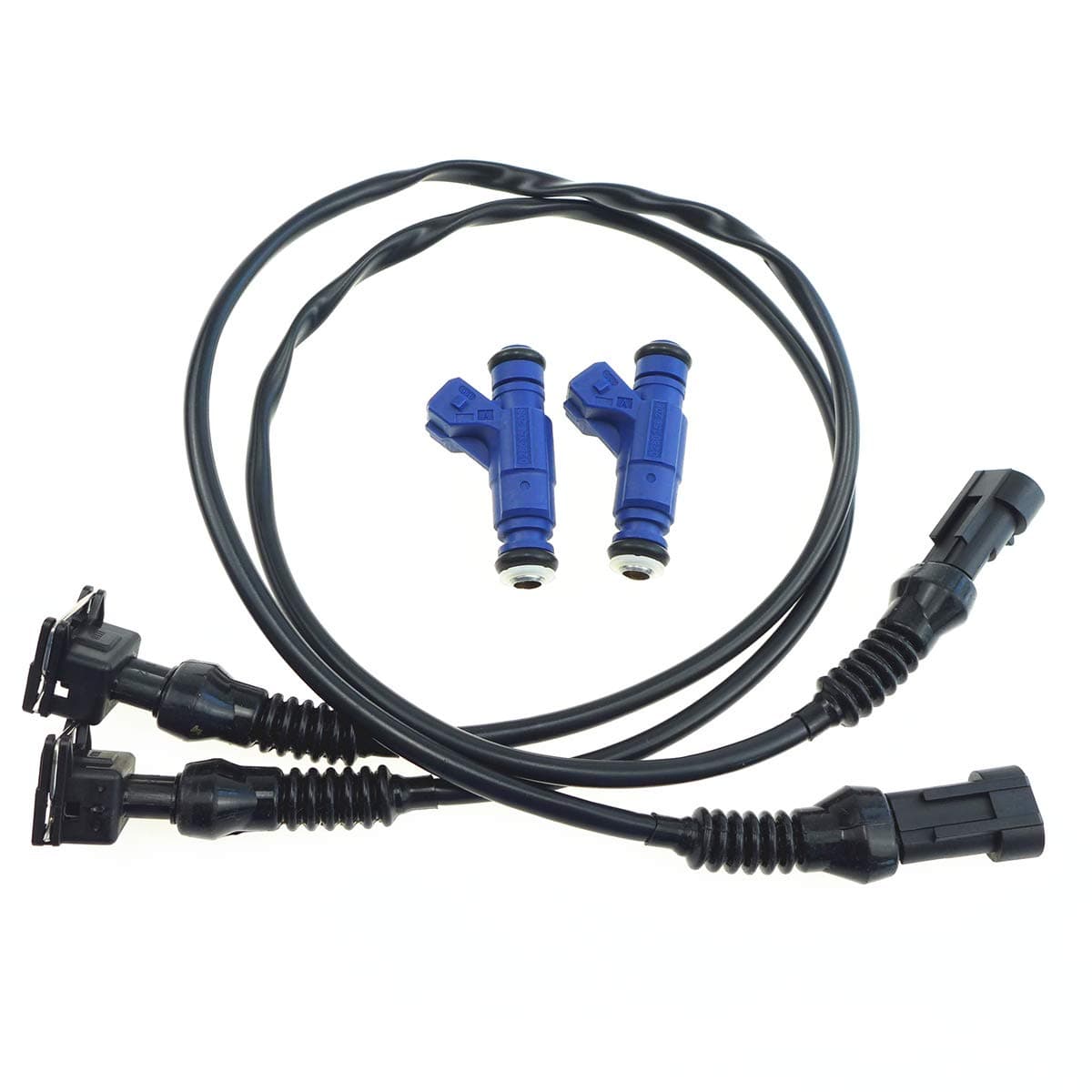 2 Pcs Fuel Injector with Pigtail Harness, for Polaris Ranger RZR Sportsman 700 800, Metal and Composite Plastic Injectors Smoother Idle Speed Throttle Response, Replace 1202863 1253558 - 25 inches