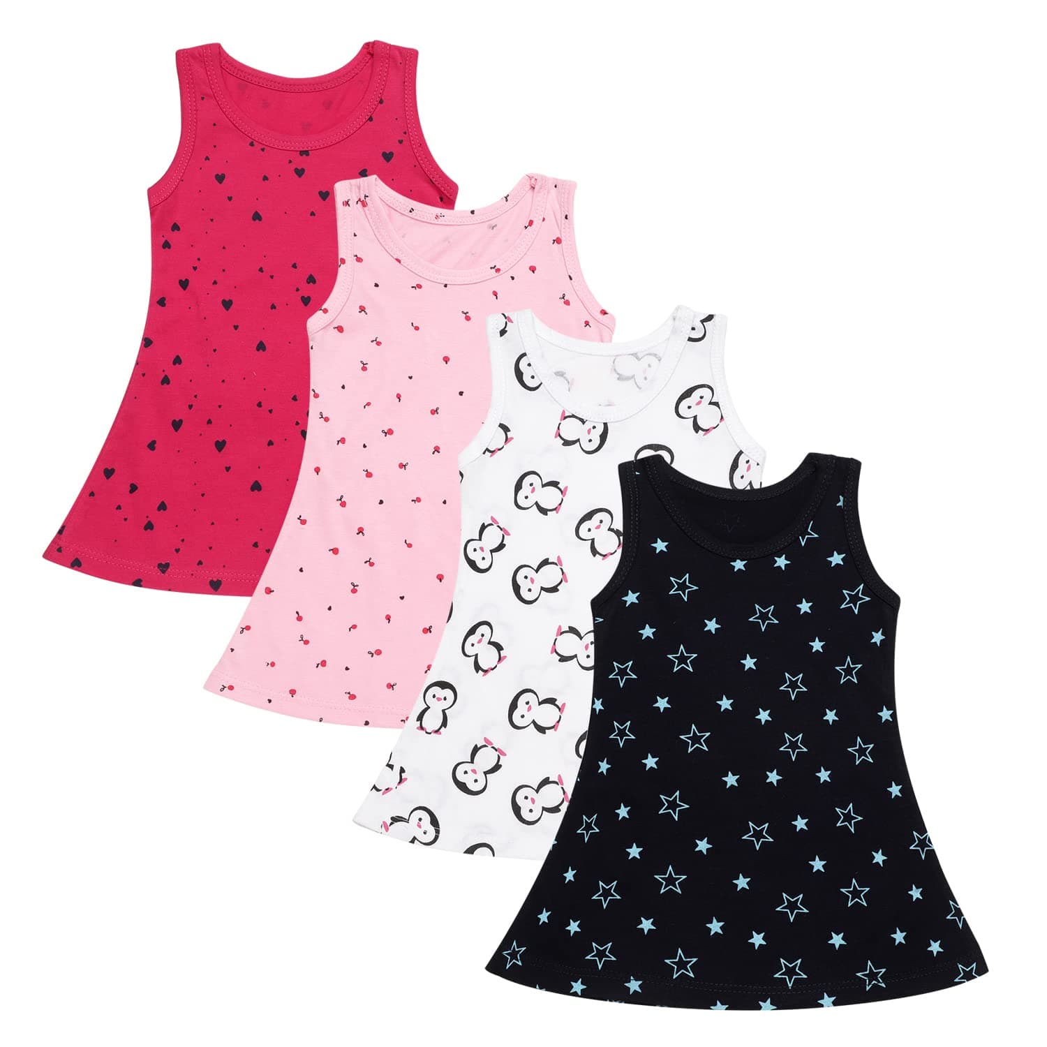 CLAPBaby Girl's Midi Dress (Pack of 4)