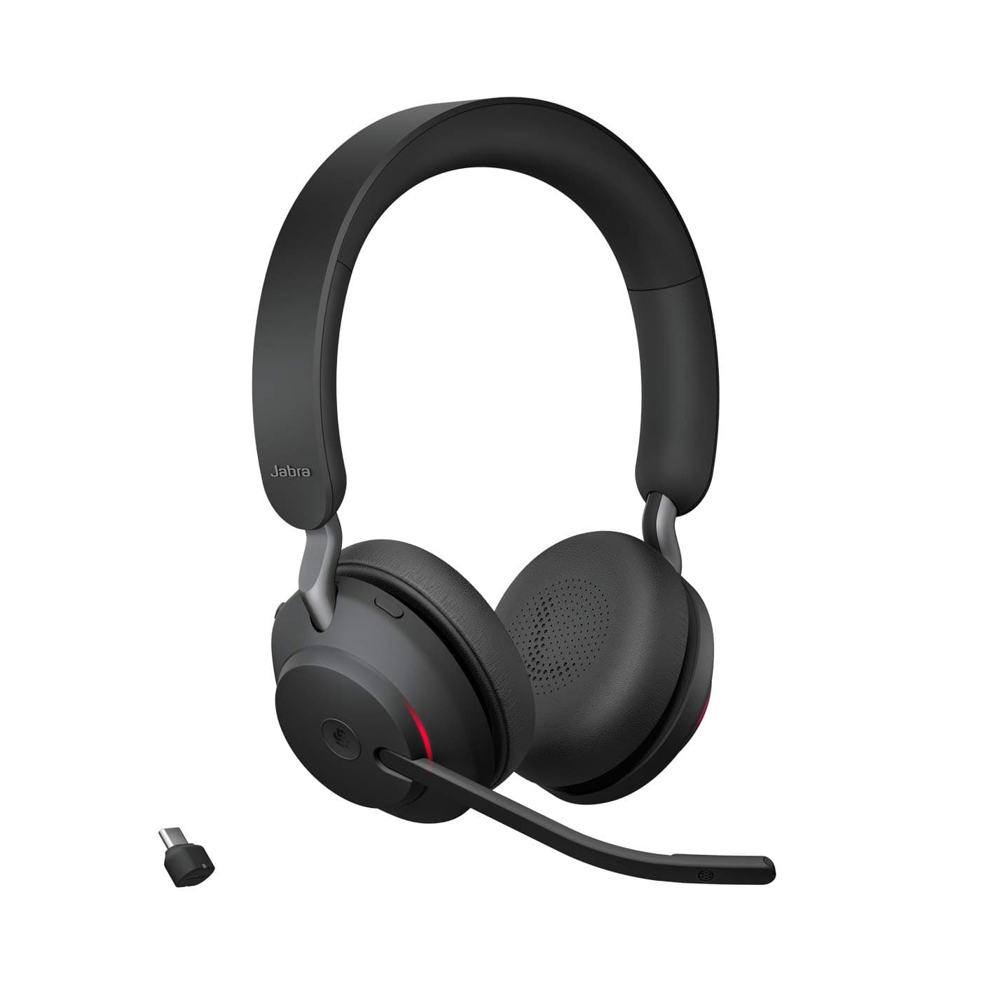 Jabra Evolve2 65 Wireless PC Headset – Noise Cancelling Microsoft Teams Certified Stereo Headphones with Long-Lasting Battery – USB-C Bluetooth Adapter – Black