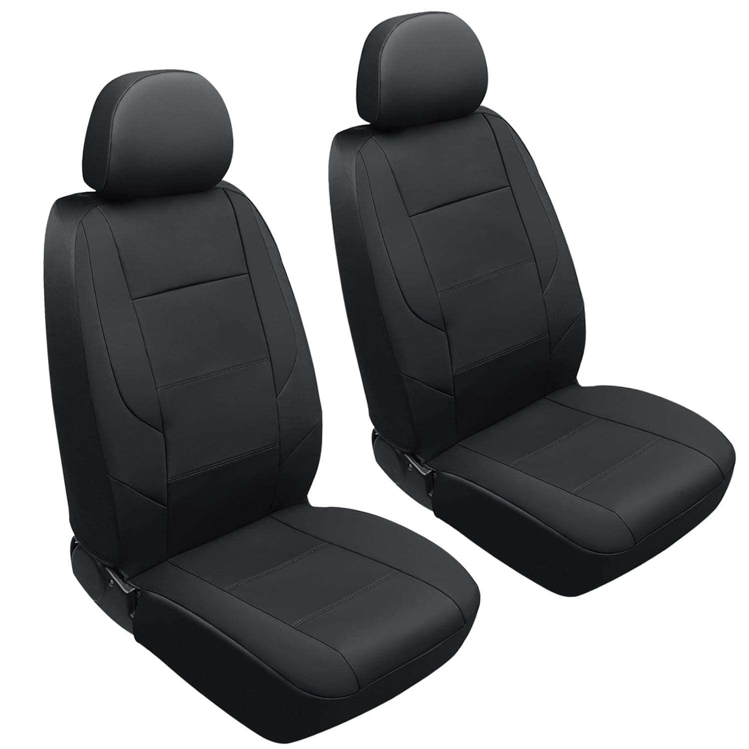 GIANT PANDA Front Car Seat Cover for Ford, Faux Leather Bucket Seat Covers Custom Fit Ford Escape Explorer Edge Mustang Bronco Sport 2-Pack (Black)