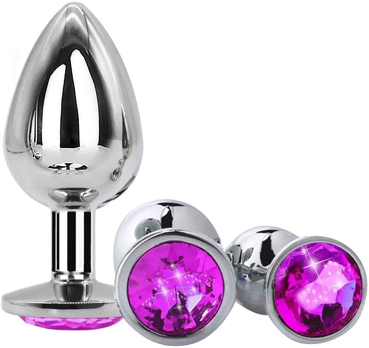 HY2-3PCS Comfortable Stainless Steel Trainer Kits Purple Butt Pugs Anales Training Kit Women Men Set Beads Anales Anil Amal Plug for Advanced &Beginner