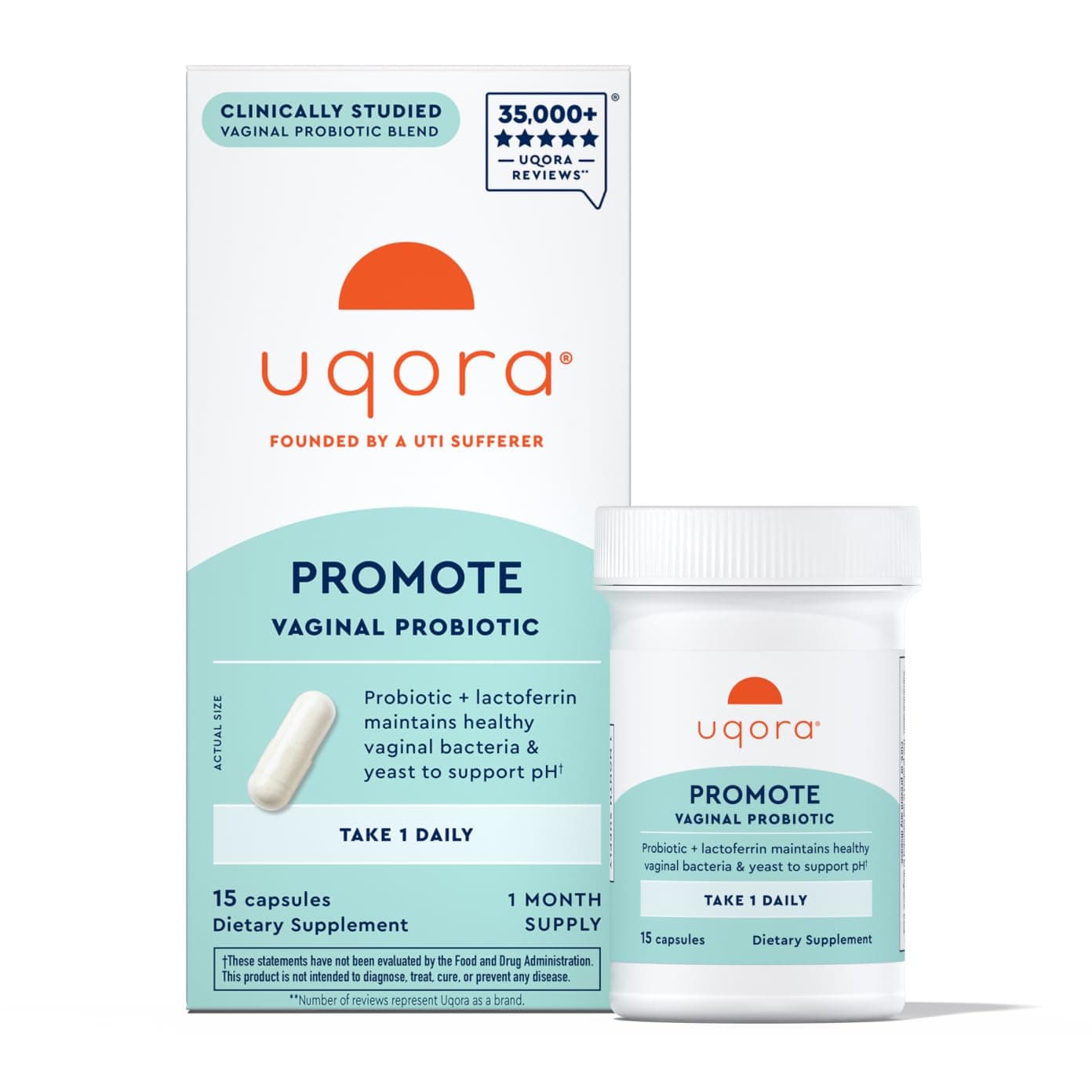 - Uqora Promote - Support Vaginal Health* - Probiotic for Women with Lactoferrin, Lactobacillus Acidophilus & Lacticaseibacillus Rhamnosus - Vaginal Probiotics - Gluten-Free - 15 Capsules