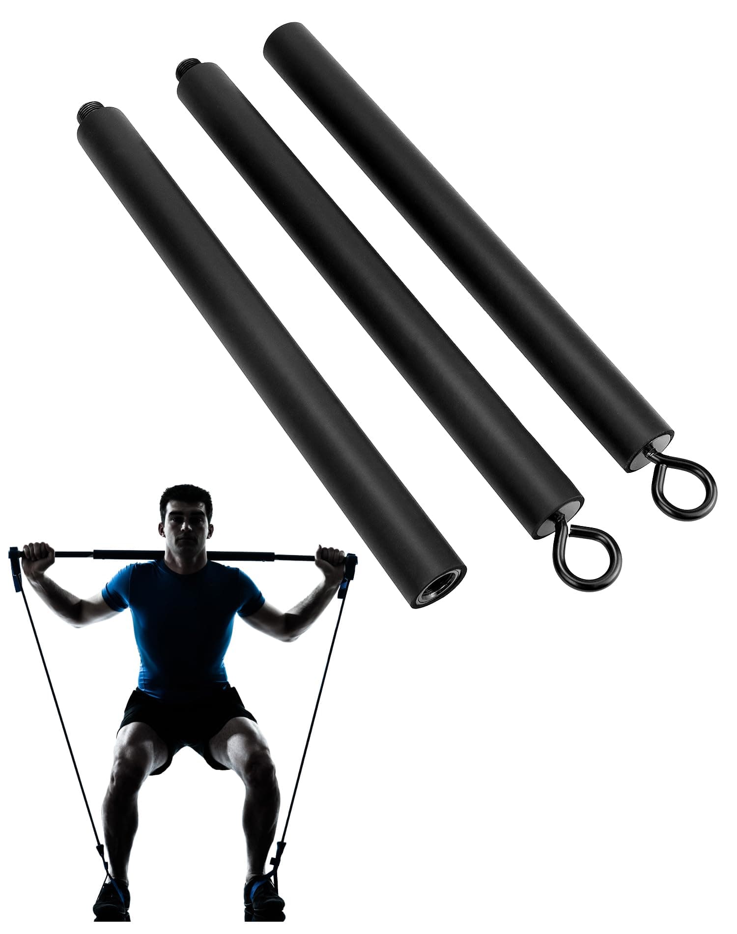 QWORK Resistance Band Bar Only, 108CM Adjustable Training Stick – Fits Most Loop Bands for Home, Gym & Travel Workouts