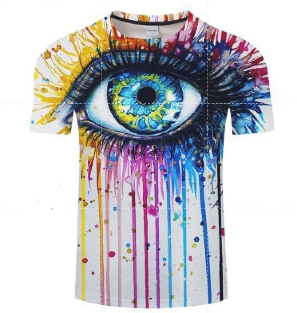 Wijider Short Sleeved Shirts For Men，Unisex 3D Graffiti Eyes Print Tee Shirt，Men'S Short Sleeve Breathable Tops Summer Beach T-Shirt Blouse