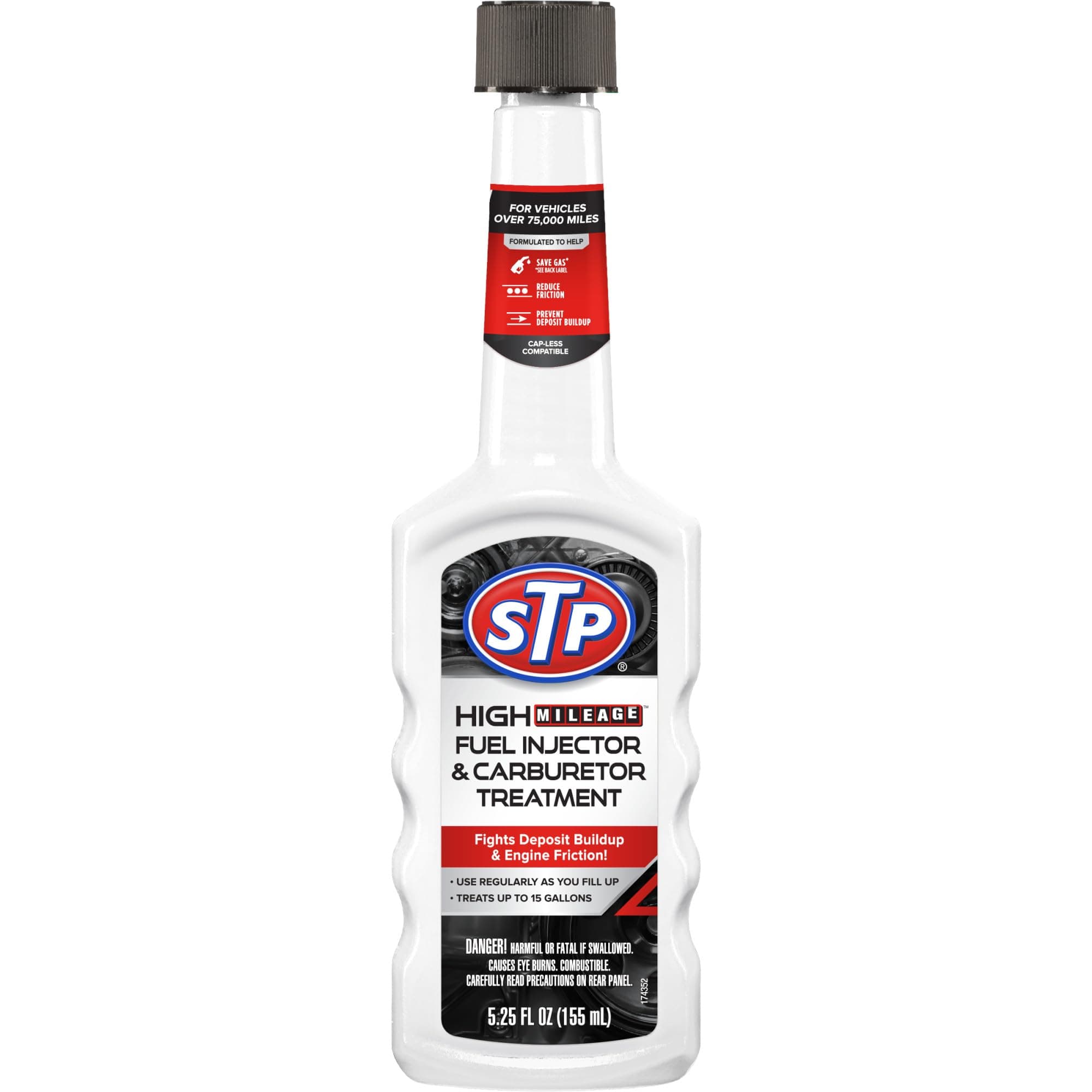 STP High Mileage Fuel Injector Cleaner and Carburetor Cleaner Treatment, Bottled Lubricant for Upper Cylinder, 5.25 Oz, 12 Count, STP