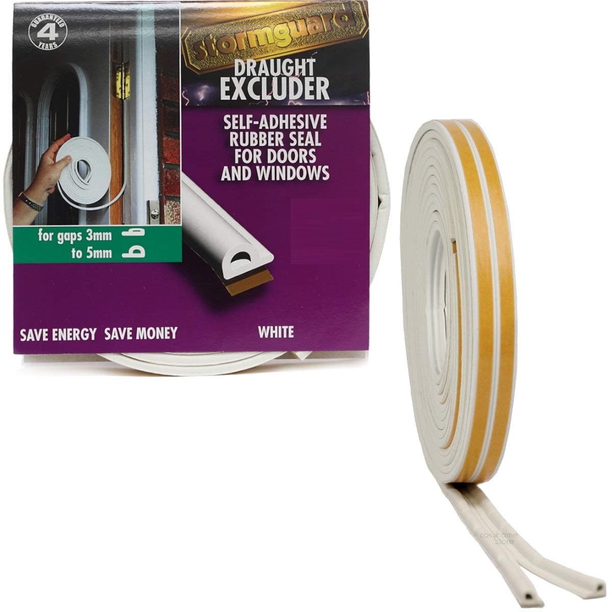 P Profile EPDM Rubber Draught Excluder Strip for 3 to 5mm gaps - 12 metre roll White by STORMGUARD